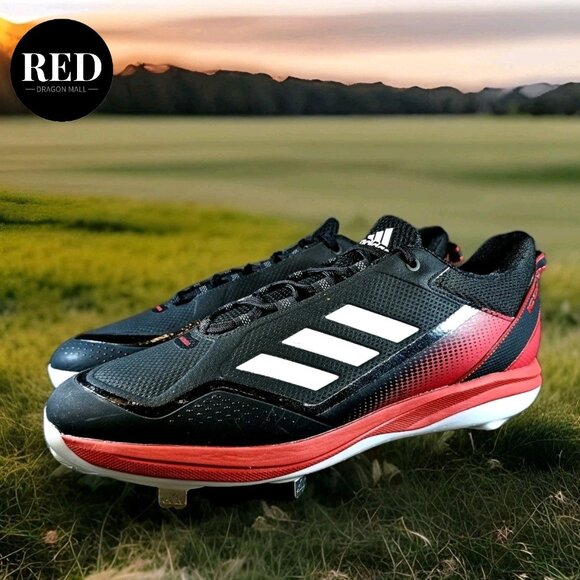 Adidas Icon 7 S23858 Black Red Metal Baseball Cleats Sneakers - Men's Size 16 - Picture 2 of 14